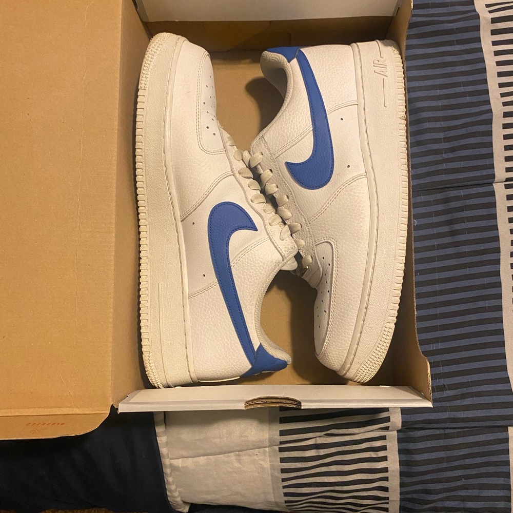Blue & white Nikes